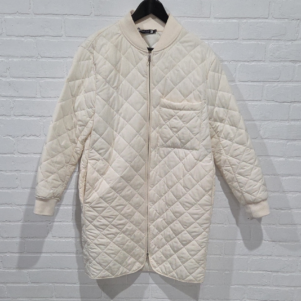 C'est Moi Cream Quilted Puffer Jacket